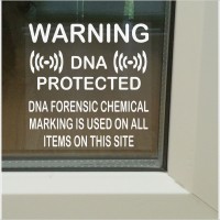 6 x DNA Item Marking Protected Stickers for Windows-Security Warning Signs for Items-Self Adhesive Vinyl Sign 